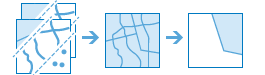 Three-part diagram that combines layers to produce filtered results