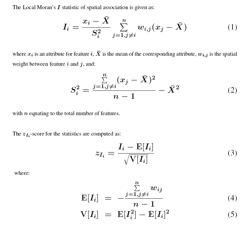 Mathematics for the Local Moran's I statistic